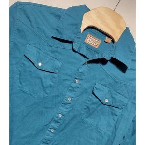 Schmidt Work Wear Blue Western‎ Fashion Snap Long Sleeve XL Shirt